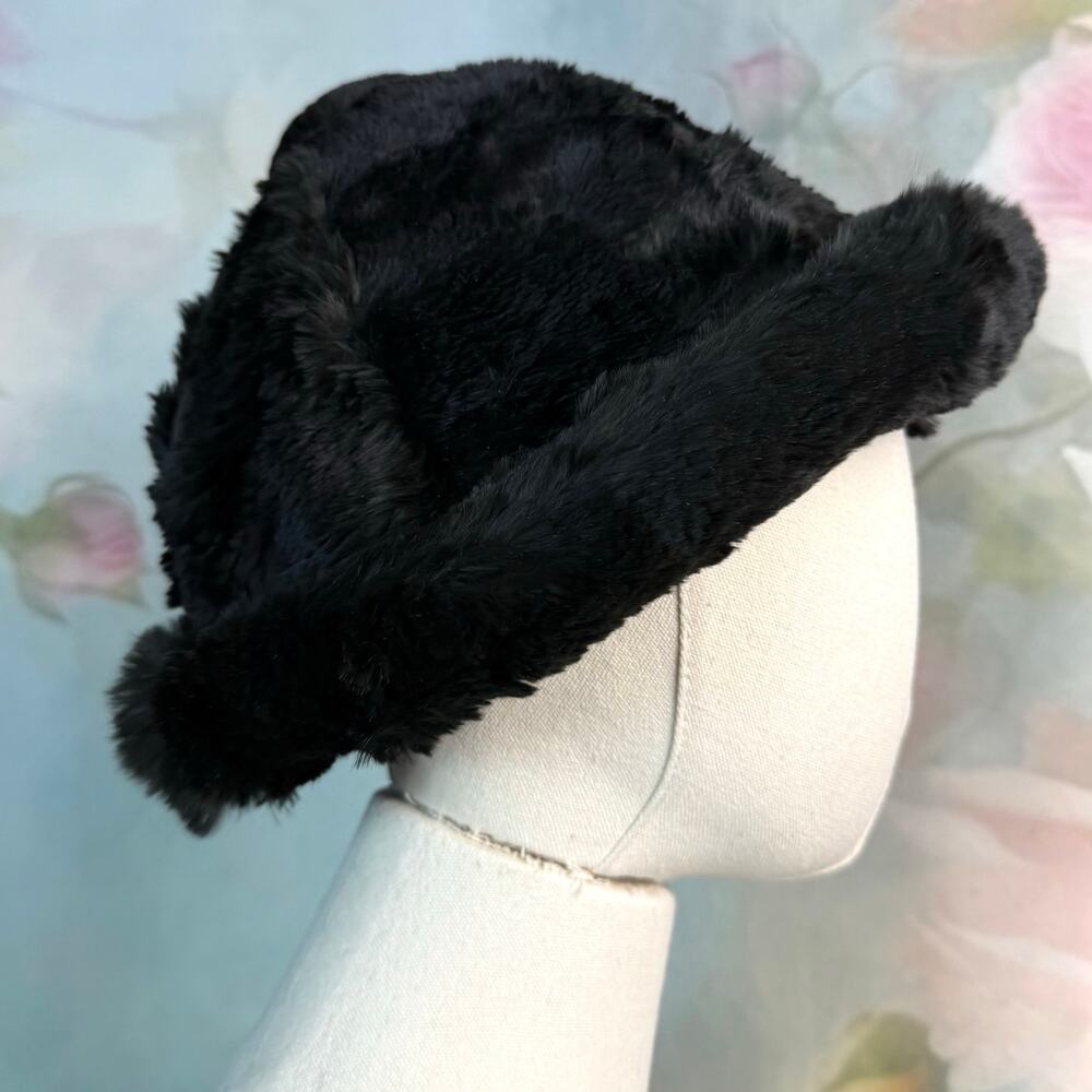 Vintage Black Fur Russian Style Cossack Bucket Hat